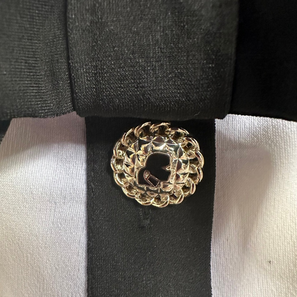 Karl Lagerfeld Paris Blouse Women's XL Black White‎ Button Embellished Old Money - Picture 10 of 11